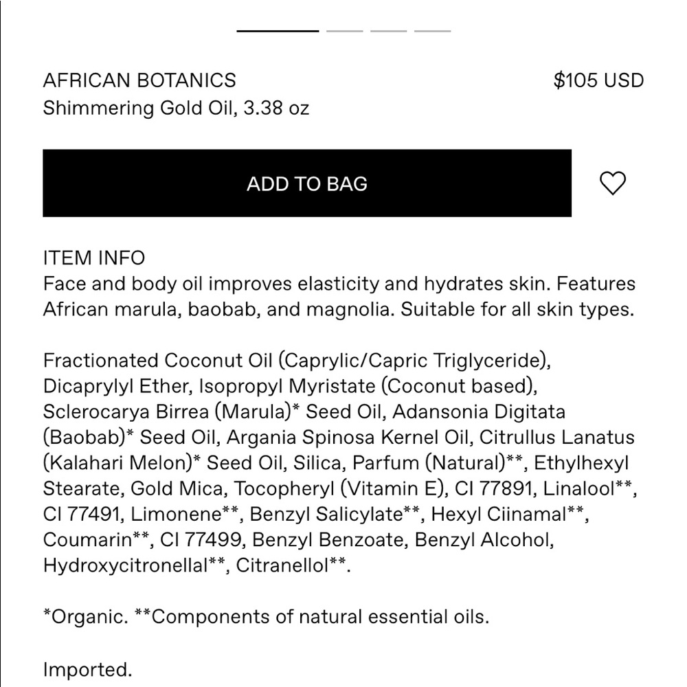 NWT African Botanicals Shimmering Gold Oil - Picture 7 of 12